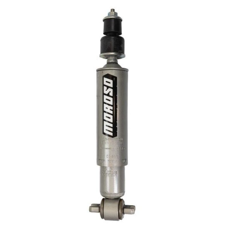 Moroso 88-00 GM full-size truck 3-way adjustable front drag shock showing coil spring and shock absorber for improved performance.