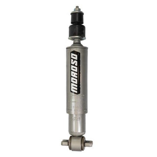 Moroso GM full-size truck 3-way adjustable front drag shock absorber showing metal coil spring and mounting hardware.