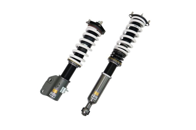HKS HIPERMAX S CZ4A coilover suspension kit installed on a car, showcasing the adjustable shock absorbers and coil springs.
