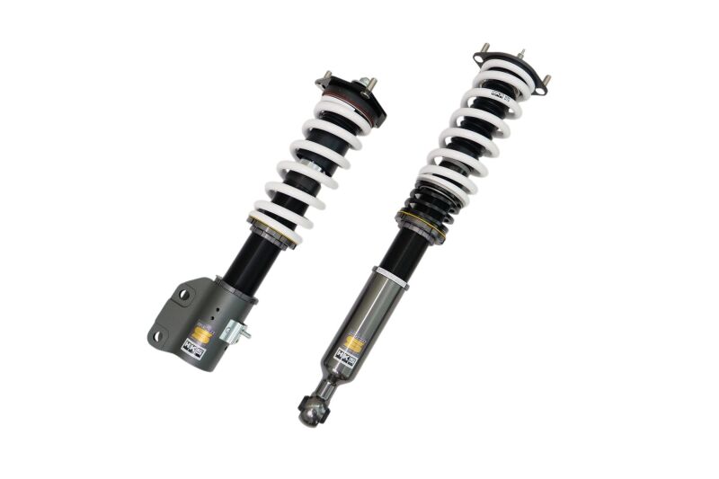 HKS HIPERMAX S CZ4A coilover suspension kit installed on a car, showcasing the adjustable shock absorbers and coil springs.