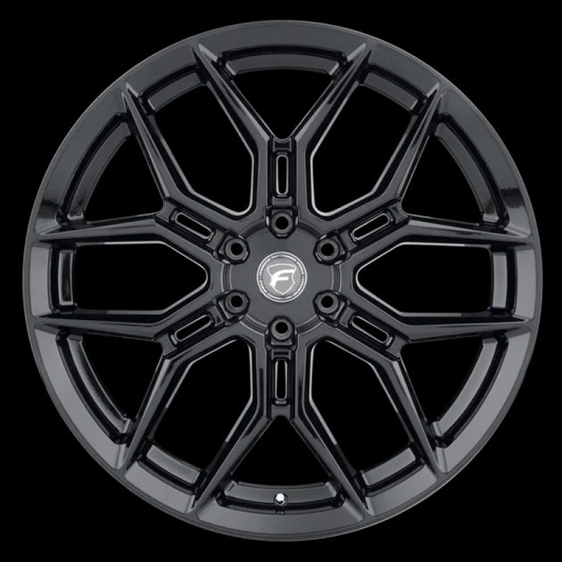 Forgestar F14 17x10 cast wheel in gloss black with 6x135 bolt pattern, ET42 offset, 7.15-inch backspacing, 87.1 bore.