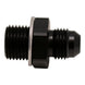 DeatschWerks 6AN Male Flare to M16 X 1.5 Male Metric Fitting in anodized matte black with washer, for fuel and oil lines.