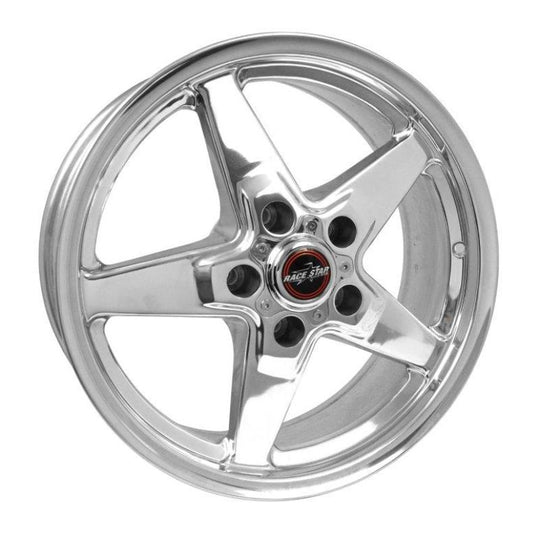 Polished Race Star 92 Drag Star 17x7 cast wheel with 5x4.75 bolt pattern and 4.25 backspace, designed for direct drill applications.