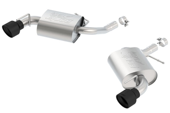 Borla Axle Back Ceramic Black ATAK Exhaust for 2016-2018 Chevrolet Camaro 3.6L RWD, showing the sleek exhaust tips.