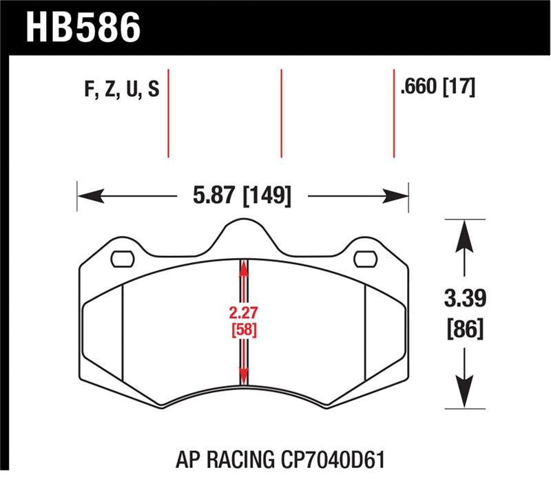 Hawk AP Racing CP7040 DTC-70 race brake pads for high-performance racing vehicles, showing the brake pad with branding details.