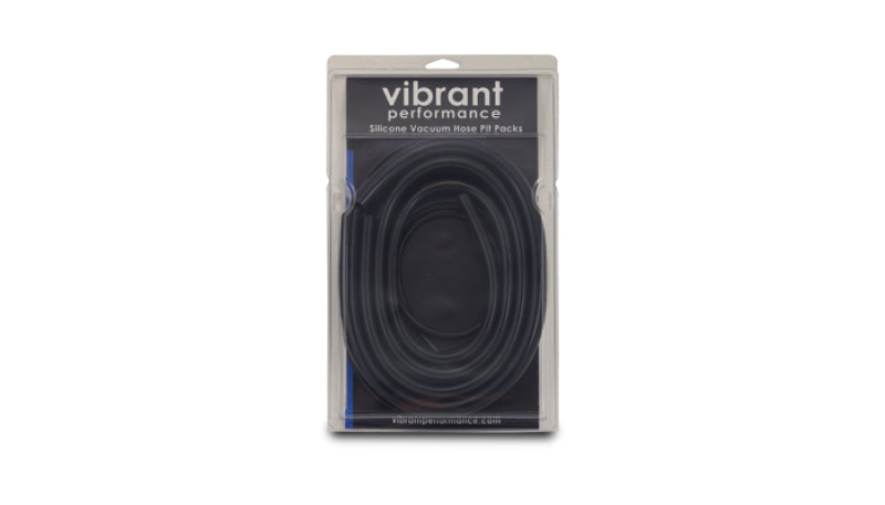 Vibrant silicon vacuum hose kit with multiple sizes including 1/8, 5/32, 3/16, 1/4, and 3/8 inch hoses in black for automotive use.