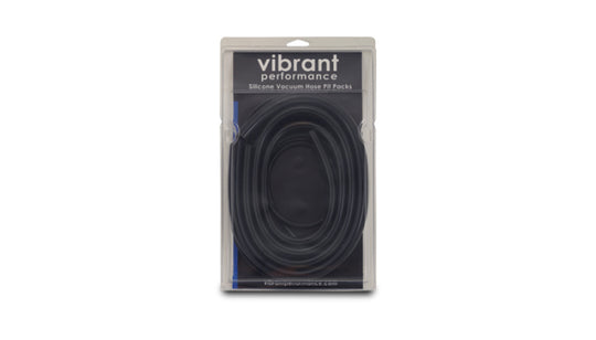 Vibrant silicon vacuum hose kit with multiple sizes including 1/8, 5/32, 3/16, 1/4, and 3/8 inch hoses in black for automotive use.