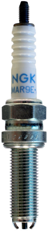 NGK LMAR8E-J nickel spark plug with metal shell and ceramic insulator, designed for automotive engines.
