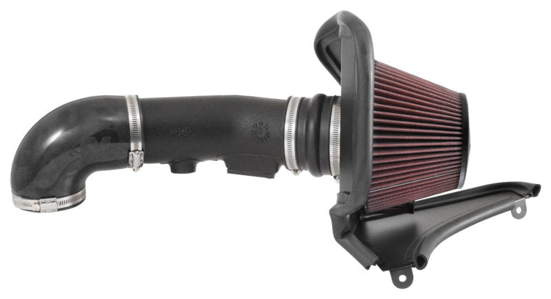 K&N Engineering Cadillac ATS V6 3.6L F/I Cold Air Intake with AirCharger performance filter, showcasing the black intake tube and filter element.