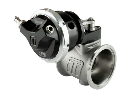 Turbosmart PSG50 Pneumatic Straight Gate wastegate in black with 6psi boost control, designed for automotive turbo systems.