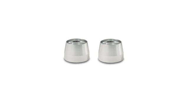 Vibrant -3AN PTFE hose olive inserts, 2-pack, metal fittings for secure connection in automotive and fluid transfer applications.