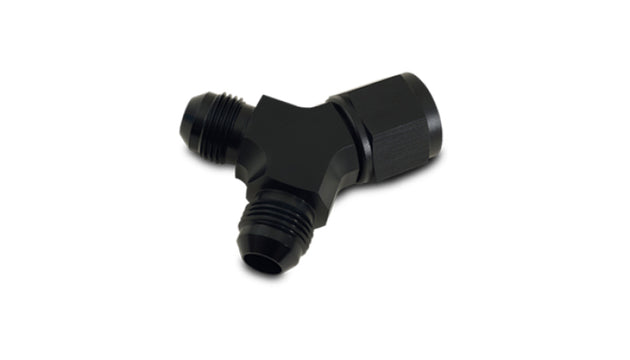 Vibrant aluminum -10AN female to dual -8AN male Y-adapter fitting with red and black anodized finish, for automotive fluid connections.