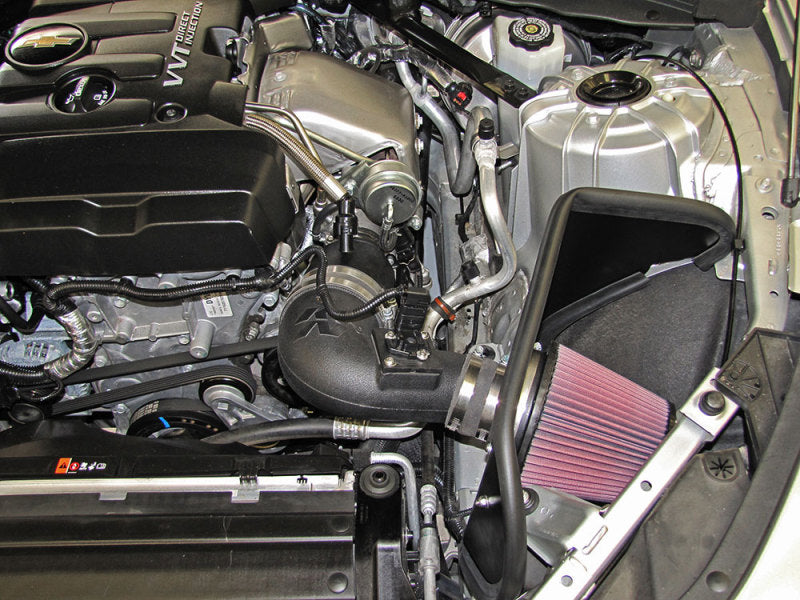 K&N Chevrolet Camaro 2.0L turbo cold air intake system with high-performance air filter and intake tubing.