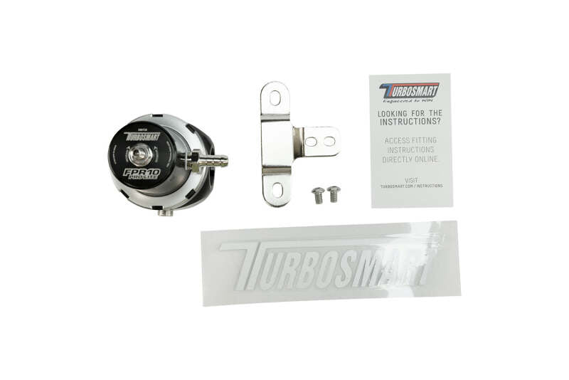Turbosmart FPR10 Pro-Lite black fuel pressure regulator with adjustable control and compact design for performance vehicles