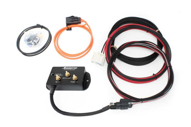 Aeromotive VaporWorx DualX OEM Ally fuel pump controller kit with wiring and components for returnless fuel system management.