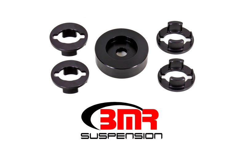 Black aluminum BMR Suspension differential lockout bushing kit for 2016-2017 6th Gen Camaro, showing the bushings and components.