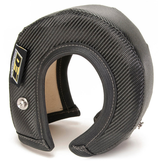 DEI Turbo Shield T4 onyx turbo blanket shield for automotive turbochargers, heat-resistant and durable material.