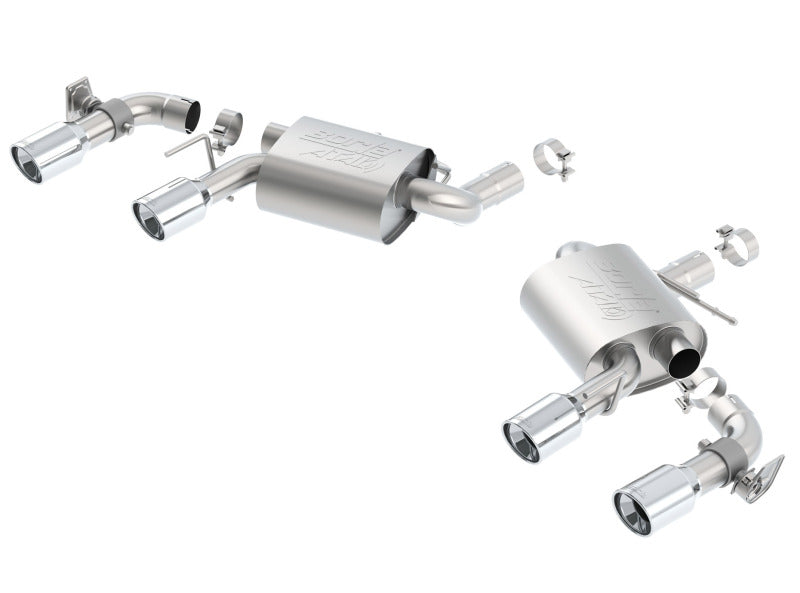 Borla axle back exhaust for 2016 Chevy Camaro SS 6.2L with dual NPP Atak quad RD RL tips, dual exit rear section.