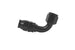 Aeromotive AN-10 black anodized PTFE hose end fitting, 90-degree angle for high-performance fuel or oil systems.