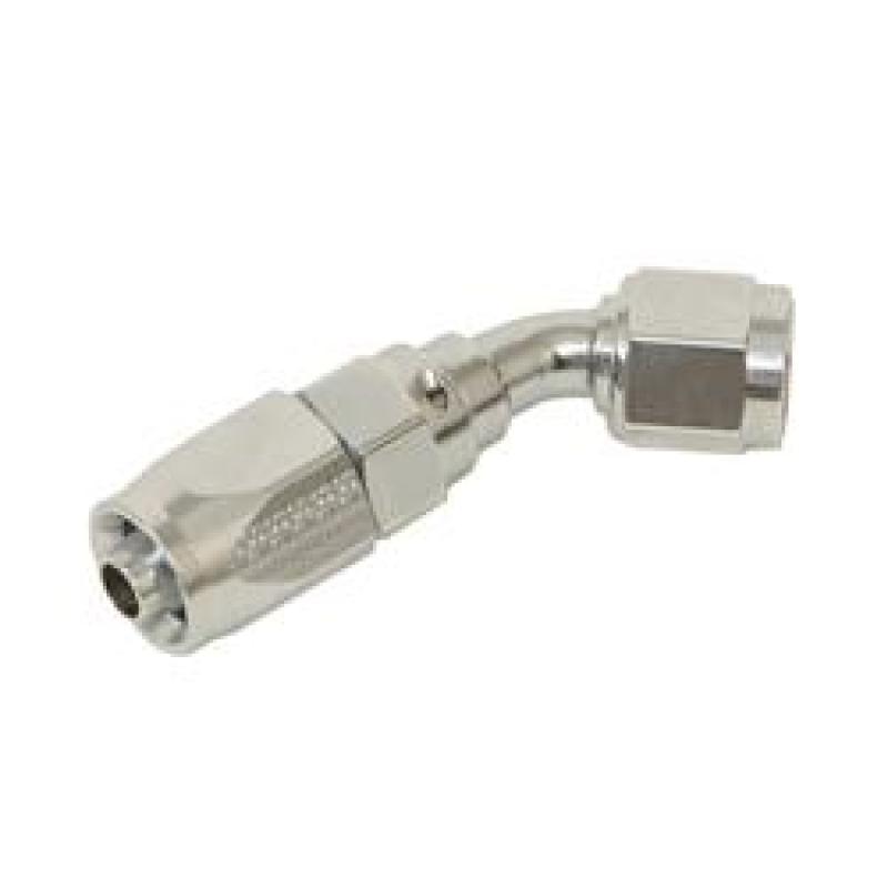 Chrome Fragola -6AN 45-degree Pro-Flow hose end fitting with durable construction for high-performance automotive applications