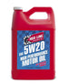 Red Line 5W20 motor oil gallon container showing the red and white label with product details and branding.