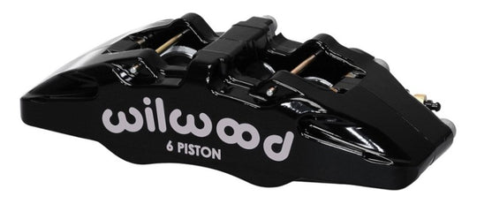 Wilwood Forged Dynapro 6 brake caliper with 5.25-inch mount, dual pistons, and disc for high-performance vehicle braking.