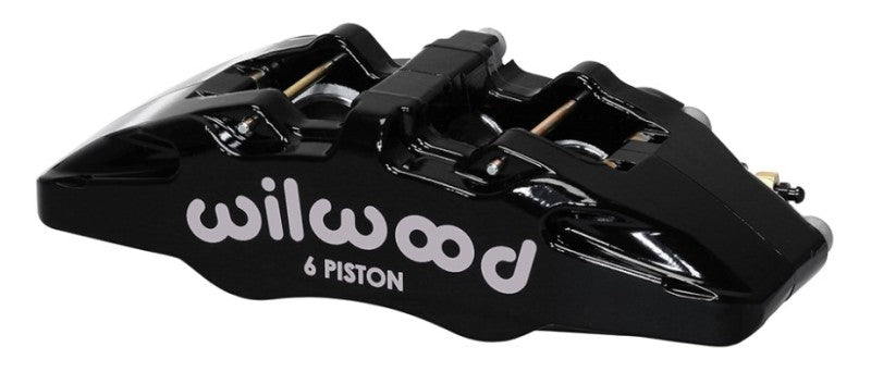 Wilwood Forged Dynapro 6 brake caliper with 5.25-inch mount, dual pistons, and disc for high-performance vehicle braking.
