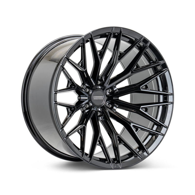 Vossen HFX-6 forged wheel 22x10 inches, gloss black finish, deep face design, 8x170 bolt pattern, ET-18 offset.