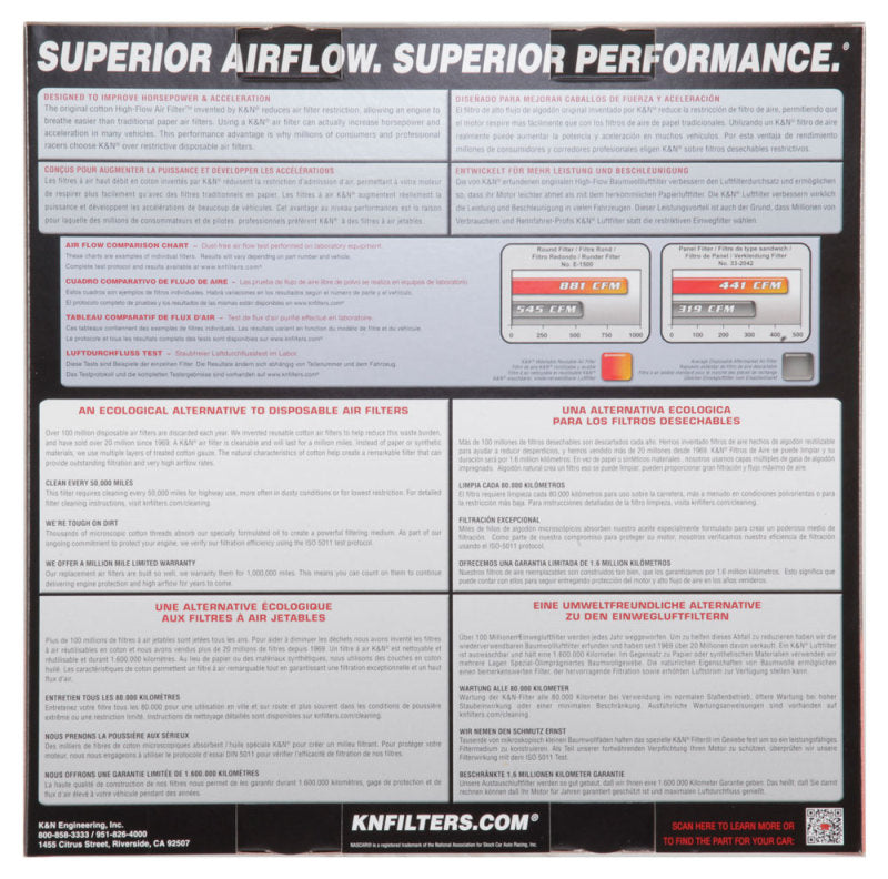 K&N Engineering round drop-in air filter, 14-inch diameter, 12-inch inner diameter, 4-inch height, for vehicle air intake systems