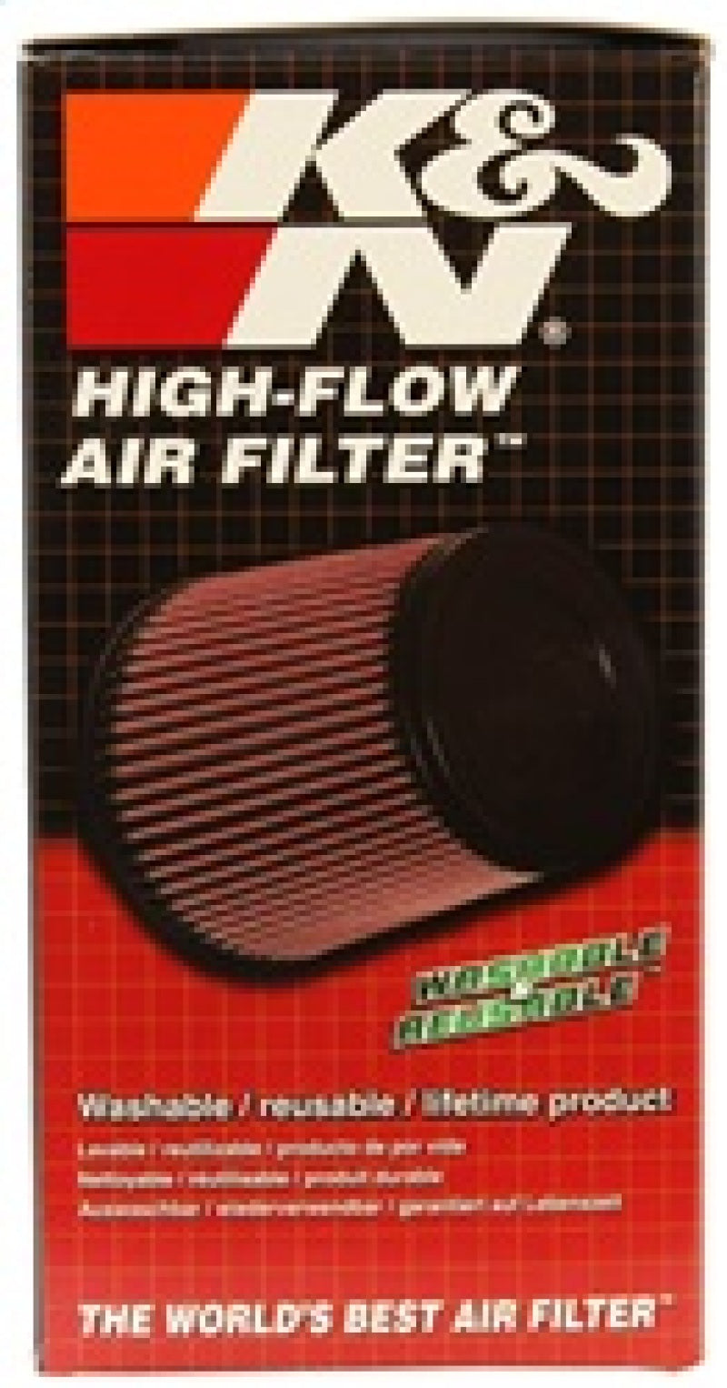 K&N Engineering oval drop-in air filter with 8-7/8 inch length, 5-1/4 inch width, and 3-1/4 inch height for vehicle performance