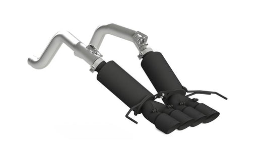 MBRP catback exhaust system for 2014-2019 Chevy Corvette V8 6.2L, black dual pipes with 4-inch quad wall tips.