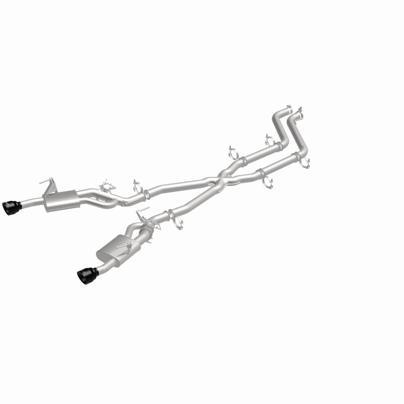 Magnaflow 26+ Dodge Charger 3.0L SPEQ cat-back exhaust system installed, showing polished stainless steel pipes and muffler.