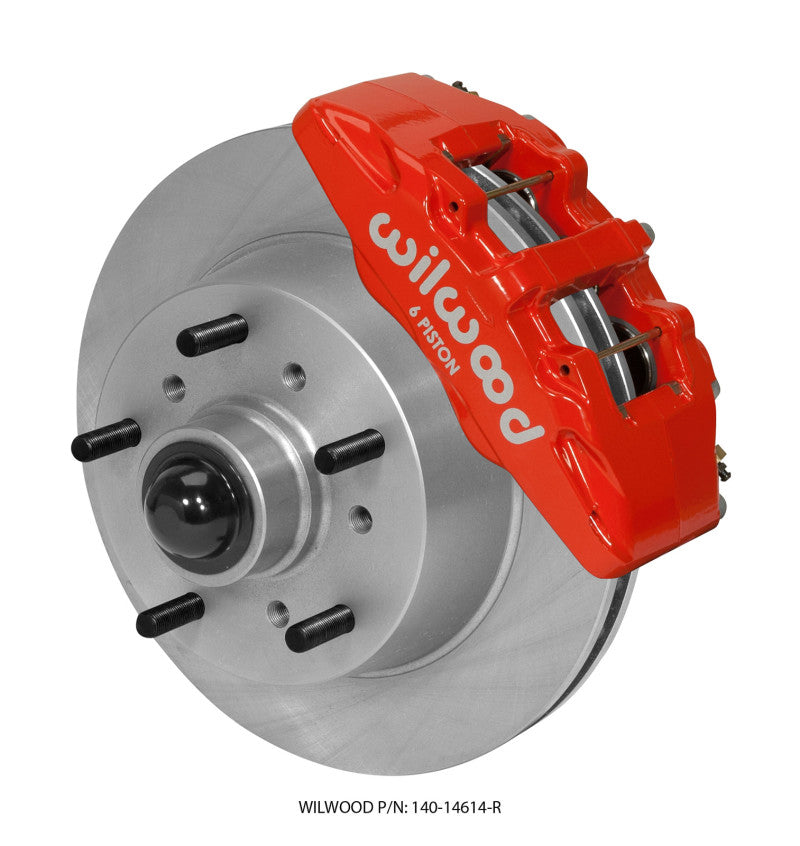 Wilwood Dynapro 6 front big brake kit with 11.75-inch rotor on a 1968-1972 Ford F100, showing red calipers and brake components.