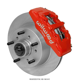 Wilwood Dynapro 6 front big brake kit with red calipers and 11.75-inch rotors installed on a 1968-1972 Ford F100 pickup truck.