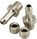 Turbosmart 1/8in NPT 6mm hose tail fittings and blanks for automotive fluid connections, shown in close-up.