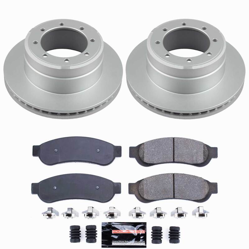 PowerStop Ford F-350 Super Duty Rear Z23 coated brake kit with rotors and brake pads for enhanced performance and durability.