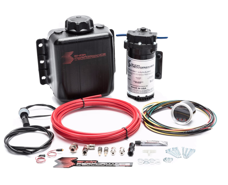 Snow Performance Gas Stage 2.5 Boost Cooler water injection kit with hoses and components for enhanced engine performance