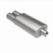 MagnaFlow muffler with stainless steel tip, 14x5x8 inch size, featuring dual inlet and outlet pipes for car exhaust system.