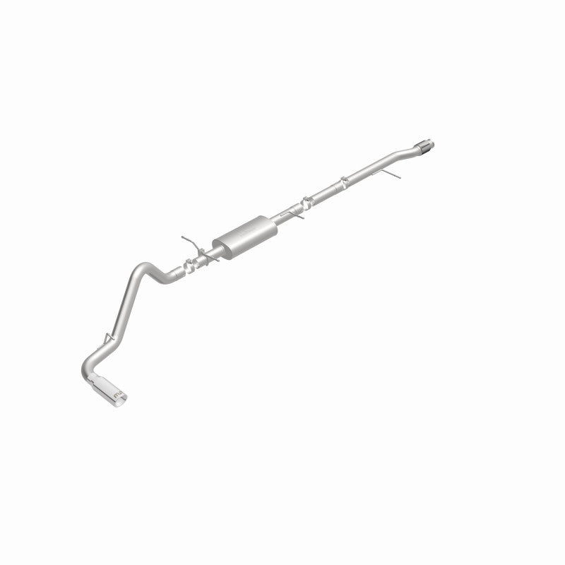 Magnaflow catback exhaust system for 14 Chevy Silverado V8 5.3L, stainless steel rear exit single passenger side exhaust.