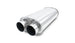 Vibrant Universal Streetpower 2.5-inch stainless steel dual in-out oval muffler with polished finish for car exhaust systems.