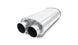 Vibrant Universal Streetpower 2.5-inch stainless steel dual in-out oval muffler with polished finish for car exhaust systems.