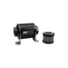 DeatschWerks stainless steel 10AN 10 micron inline fuel filter housing kit with mounting brackets on a white background