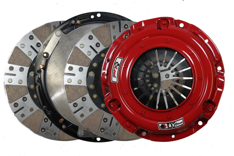 McLeod Racing RXT HD twin clutch kit with aluminum flywheel, sprung hub, 8-bolt modular assembly, suitable for high-performance vehicles.