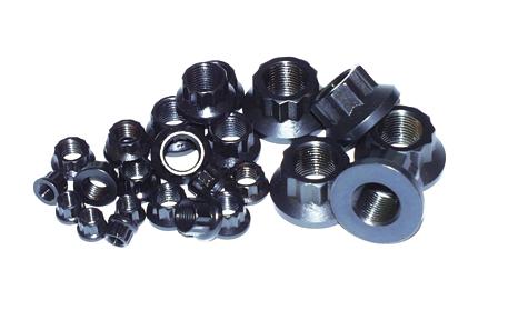 ARP M10 x 1.50 12pt nut kit, set of 10, showing metallic fasteners for automotive or machinery applications.