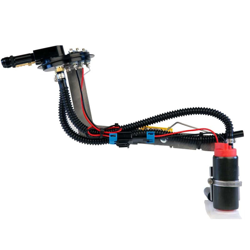Aeromotive fuel pump and hanger for 1982-1992 Camaro 340 engine upgrade, showing the pump and mounting components.