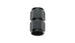Vibrant black anodized aluminum straight coupler union adapter, -10 AN to -12 AN female fittings for automotive or racing applications.