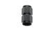 Vibrant black anodized aluminum straight coupler union adapter, -10 AN to -12 AN female fittings for automotive or racing applications.