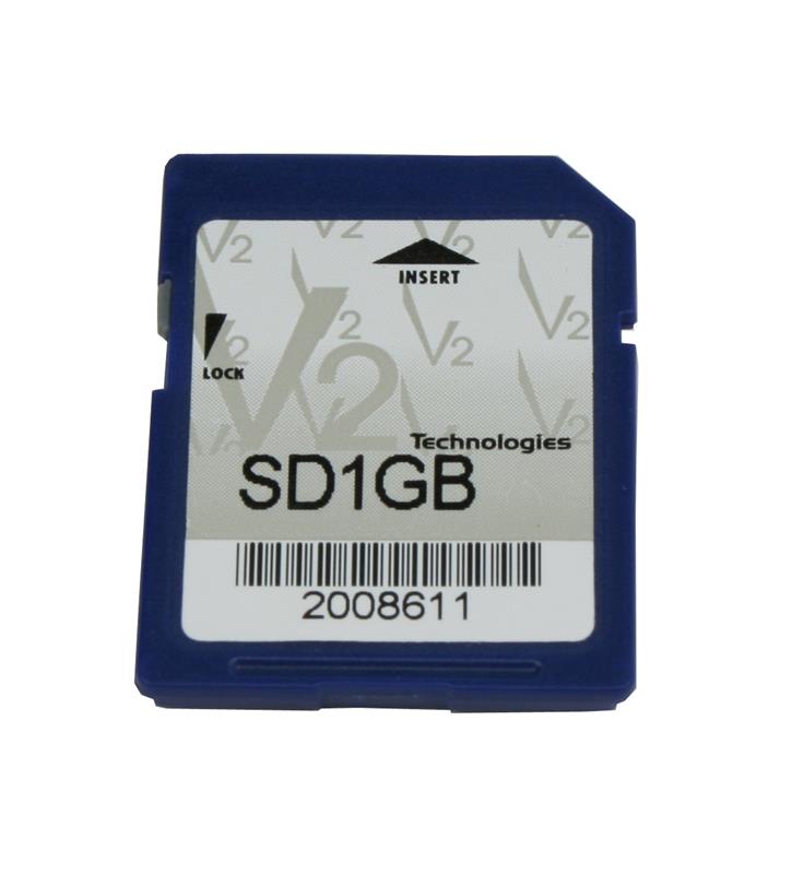 Innovate Motorsports 1 GB SD card for gauge components, shown with standard rectangular shape and label on the front.