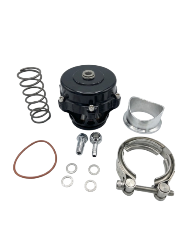Granatelli Motor Sports 50mm Viper Series high flow blow off valve with metallic finish and inlet and outlet ports visible.