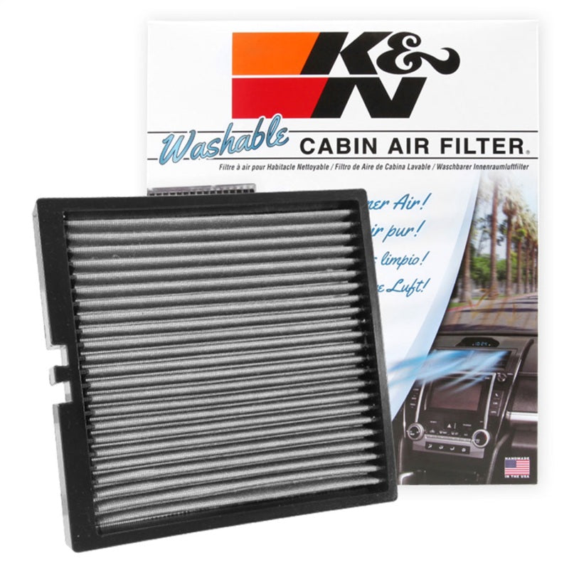 K&N Engineering full-size truck cabin air filter for 2014-2016 GM trucks, showing the filter element and packaging.